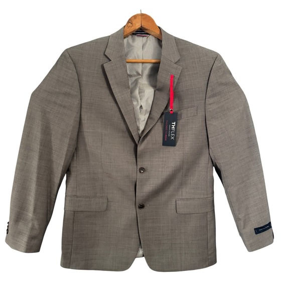 NWT Tommy Hilfiger Mens Tan Adams Suit Blazer Jacket The Flex Tailored Fit 40R